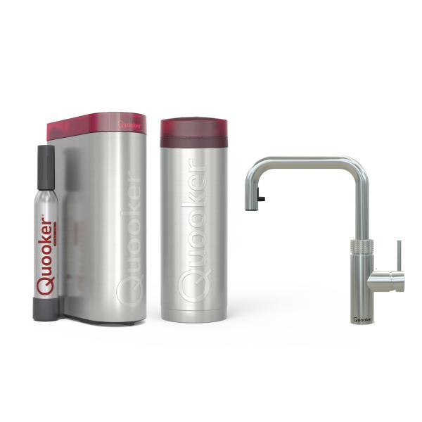 Quooker Flex Square | Reservoirs PRO3 | CUBE | Voll-Edelstahl | sofort-Kochend-Wasserhahn